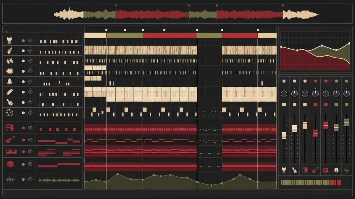 Technical overview of an Afro House production arranged in Ableton Live 12
