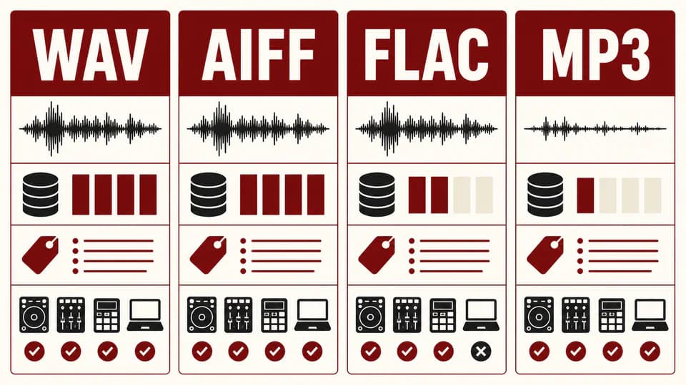 Lehrvergleich von WAV, AIFF, FLAC und MP3 für DJ-Musikbibliotheken