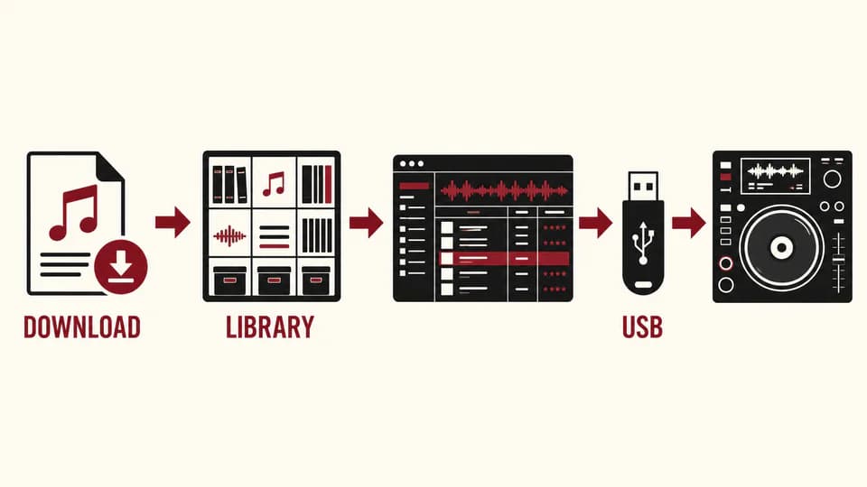 Workflow von legalem Download zu Bibliothek, DJ-Software, USB und Player
