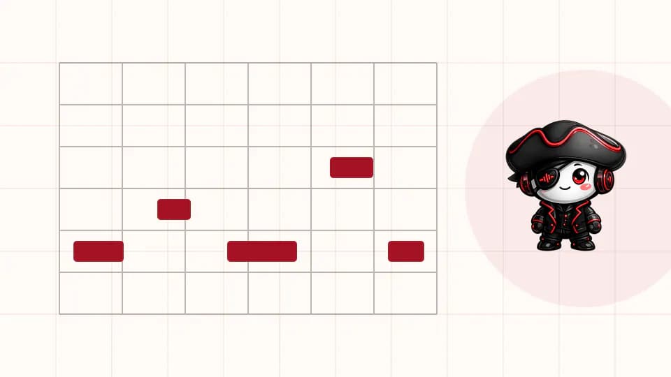How to Make a House Bassline in Ableton Live: Rhythm, Sound and Mix: visual guide for Next step: write three rhythms with the same bass sound